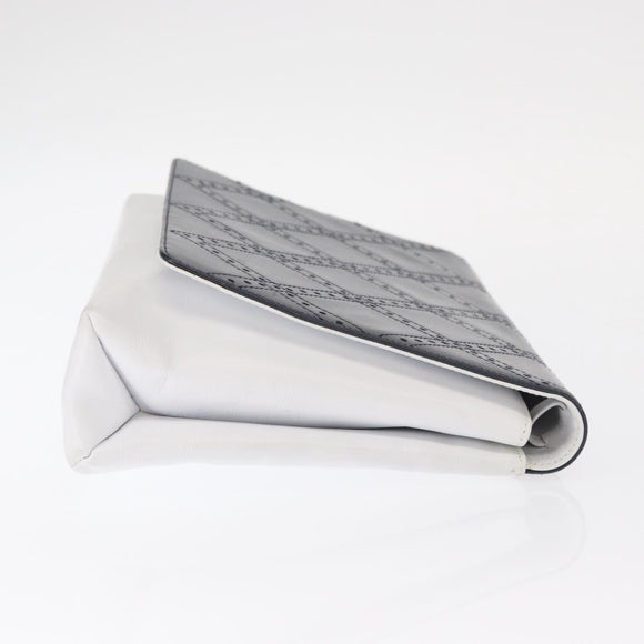 Salvatore Ferragamo Clutch Bag Leather Navy White gold Auth bs31766