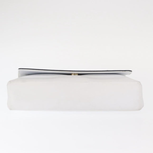 Salvatore Ferragamo Clutch Bag Leather Navy White gold Auth bs31766