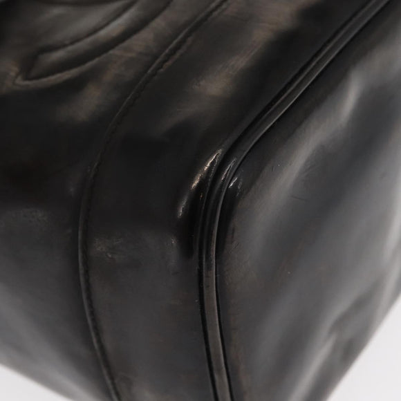 CHANEL Vanity Pouch Enamel Black Gold CC Auth bs31792