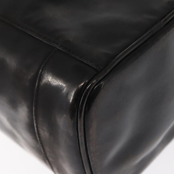 CHANEL Vanity Pouch Enamel Black Gold CC Auth bs31792