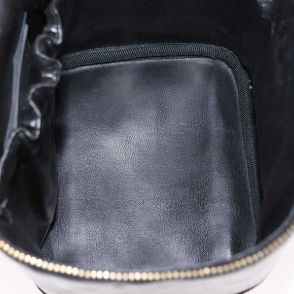 CHANEL Vanity Pouch Enamel Black Gold CC Auth bs31792