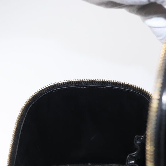 CHANEL Vanity Pouch Enamel Black Gold CC Auth bs31792