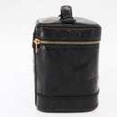 CHANEL Vanity Pouch Enamel Black Gold CC Auth bs31792-4