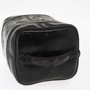 CHANEL Vanity Pouch Enamel Black Gold CC Auth bs31792-6