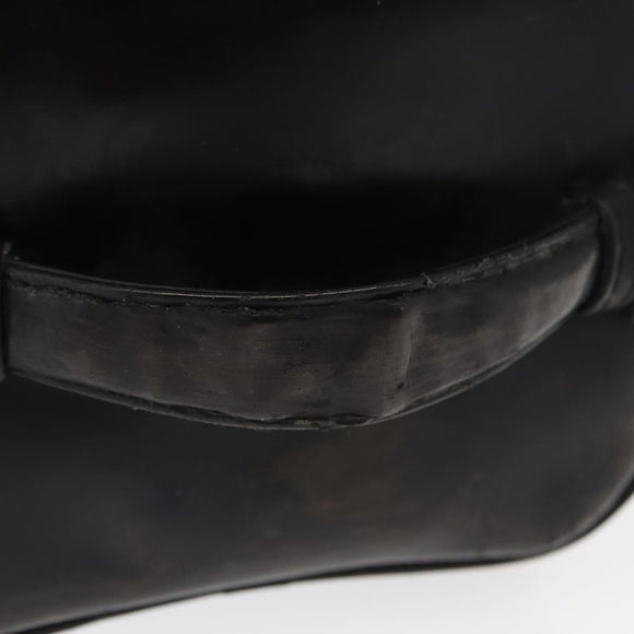 CHANEL Vanity Pouch Enamel Black Gold CC Auth bs31792