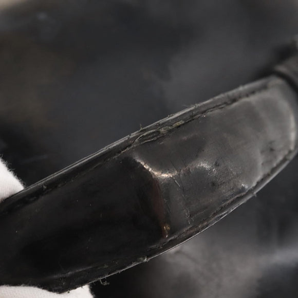 CHANEL Vanity Pouch Enamel Black Gold CC Auth bs31792