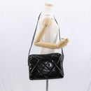 CHANEL Matelasse Shoulder Bag Enamel Black Silver CC Auth bs31793-23