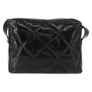 CHANEL Matelasse Shoulder Bag Enamel Black Silver CC Auth bs31793-13