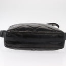 CHANEL Matelasse Shoulder Bag Enamel Black Silver CC Auth bs31793-5