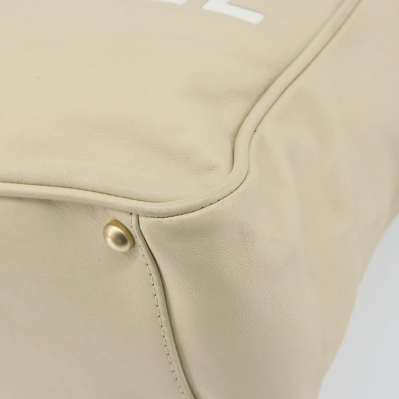 CHANEL Camelia Tote Bag Leather Beige Gold CC Auth bs31794