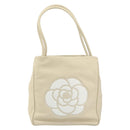 CHANEL Camelia Tote Bag Leather Beige Gold CC Auth bs31794-13