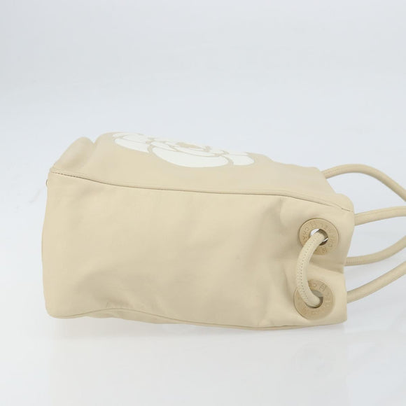 CHANEL Camelia Tote Bag Leather Beige Gold CC Auth bs31794
