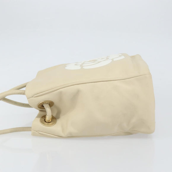 CHANEL Camelia Tote Bag Leather Beige Gold CC Auth bs31794