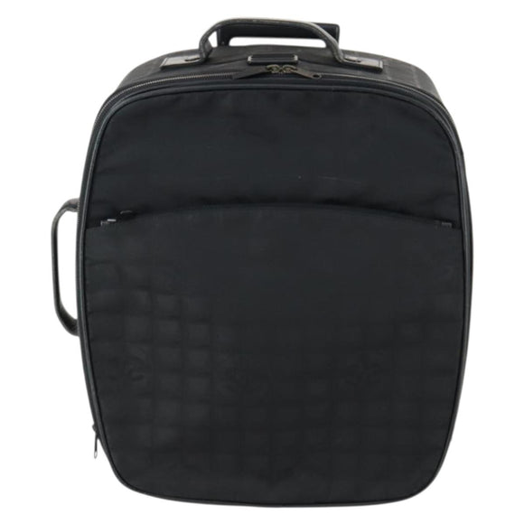 CHANEL New Travel Line Suitcase Nylon Black CC Auth bs31796