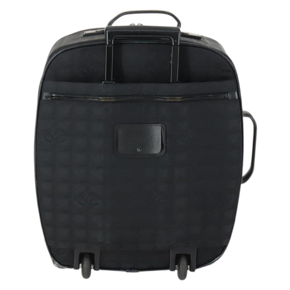 CHANEL New Travel Line Suitcase Nylon Black CC Auth bs31796