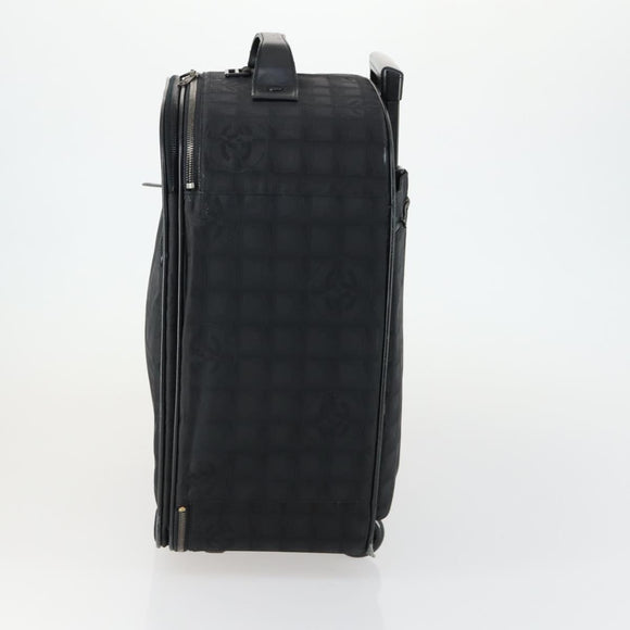 CHANEL New Travel Line Suitcase Nylon Black CC Auth bs31796