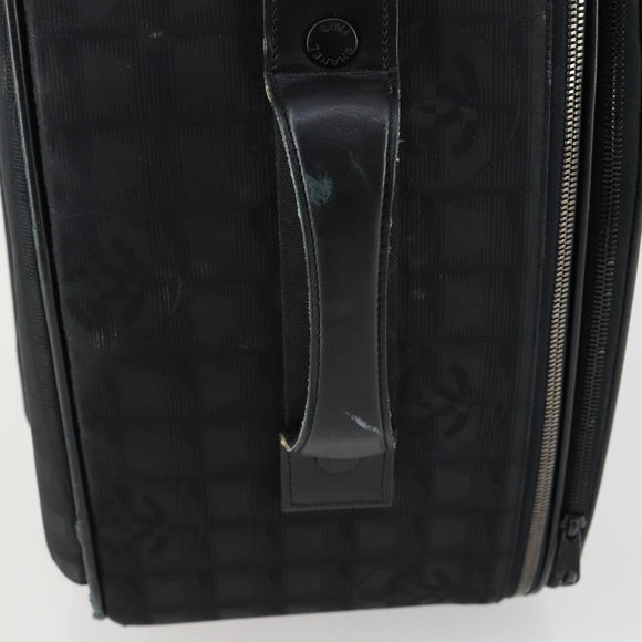 CHANEL New Travel Line Suitcase Nylon Black CC Auth bs31796