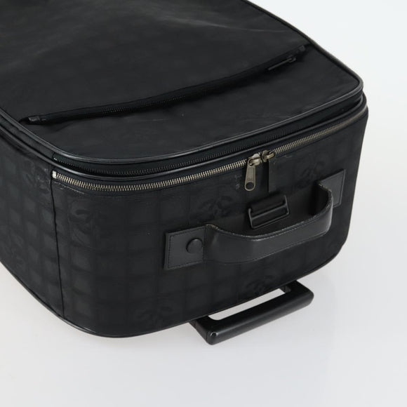 CHANEL New Travel Line Suitcase Nylon Black CC Auth bs31796
