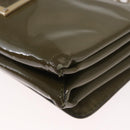 VALENTINO Studs Chain Shoulder Bag Enamel Khaki Gold Auth bs31799-16