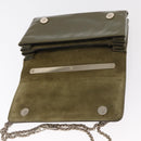 VALENTINO Studs Chain Shoulder Bag Enamel Khaki Gold Auth bs31799-10