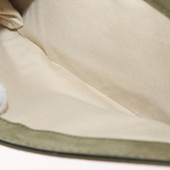 VALENTINO Studs Chain Shoulder Bag Enamel Khaki Gold Auth bs31799