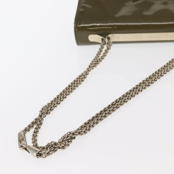 VALENTINO Studs Chain Shoulder Bag Enamel Khaki Gold Auth bs31799