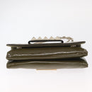VALENTINO Studs Chain Shoulder Bag Enamel Khaki Gold Auth bs31799-5
