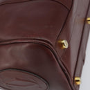 CARTIER Must Line Boston Bag Leather Bordeaux Gold Auth bs31802-14