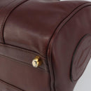 CARTIER Must Line Boston Bag Leather Bordeaux Gold Auth bs31802-15