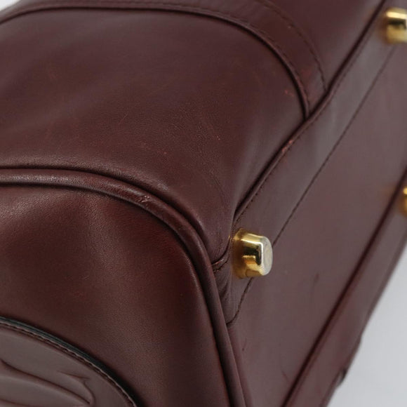 CARTIER Must Line Boston Bag Leather Bordeaux Gold Auth bs31802