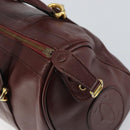 CARTIER Must Line Boston Bag Leather Bordeaux Gold Auth bs31802-18
