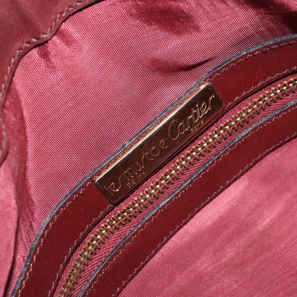 CARTIER Must Line Boston Bag Leather Bordeaux Gold Auth bs31802