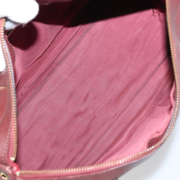 CARTIER Must Line Boston Bag Leather Bordeaux Gold Auth bs31802