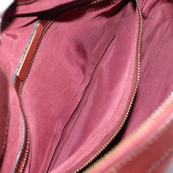 CARTIER Must Line Boston Bag Leather Bordeaux Gold Auth bs31802