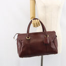 CARTIER Must Line Boston Bag Leather Bordeaux Gold Auth bs31802-23