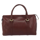 CARTIER Must Line Boston Bag Leather Bordeaux Gold Auth bs31802-2