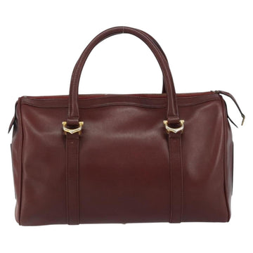 CARTIER Must Line Boston Bag Leather Bordeaux Gold Auth bs31802 - 0