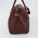 CARTIER Must Line Boston Bag Leather Bordeaux Gold Auth bs31802-3
