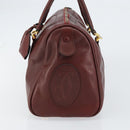 CARTIER Must Line Boston Bag Leather Bordeaux Gold Auth bs31802-4