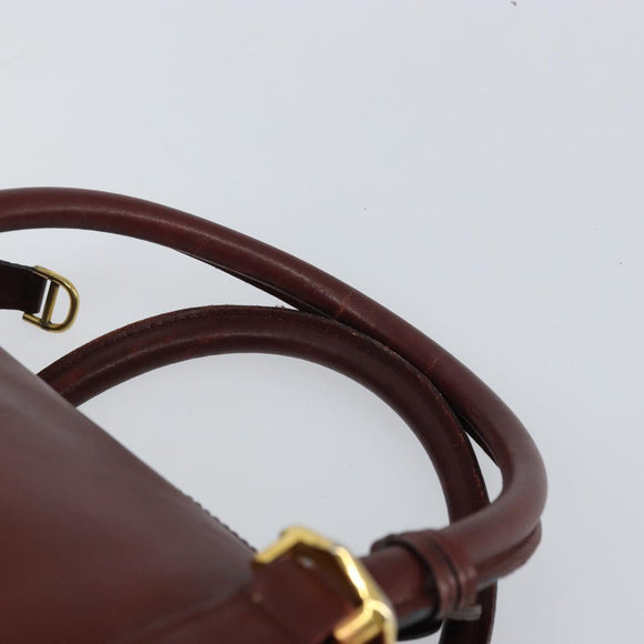 CARTIER Must Line Boston Bag Leather Bordeaux Gold Auth bs31802