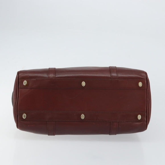 CARTIER Must Line Boston Bag Leather Bordeaux Gold Auth bs31802