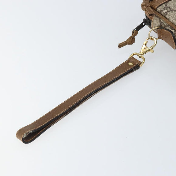 GUCCI GG Plus Supreme Clutch Bag PVC Beige Gold Auth bs31804