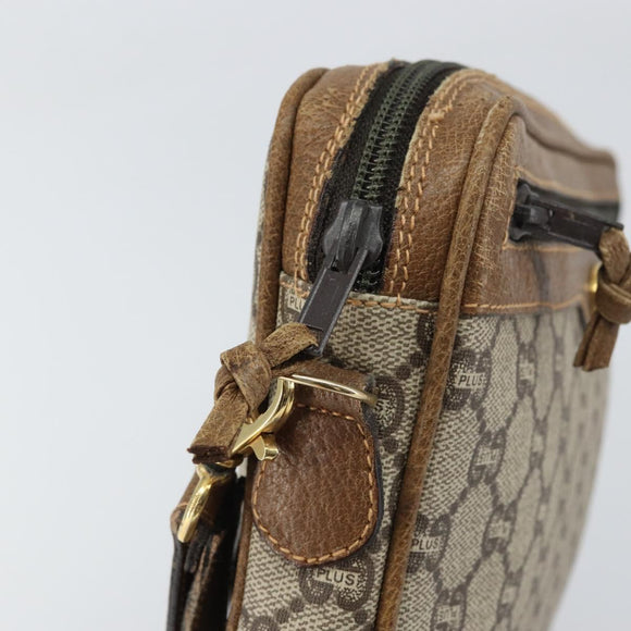 GUCCI GG Plus Supreme Clutch Bag PVC Beige Gold Auth bs31804