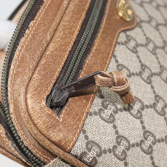 GUCCI GG Plus Supreme Clutch Bag PVC Beige Gold Auth bs31804