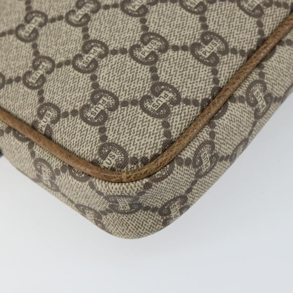 GUCCI GG Plus Supreme Clutch Bag PVC Beige Gold Auth bs31804