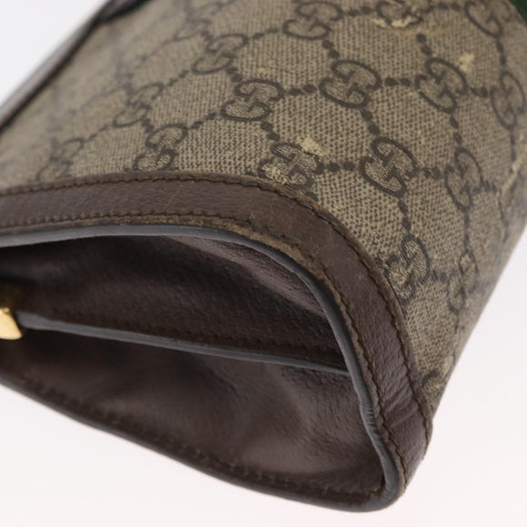 GUCCI GG Supreme Chain Web Sherry Line Bag PVC Beige Gold 503877 Auth bs31805