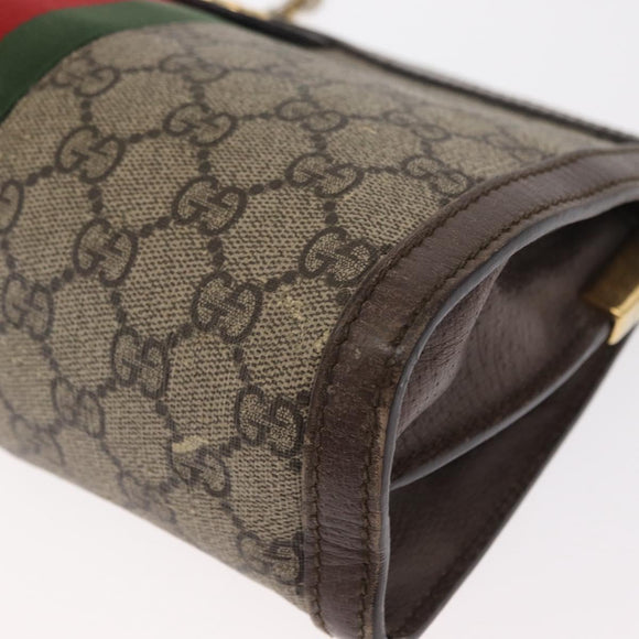 GUCCI GG Supreme Chain Web Sherry Line Bag PVC Beige Gold 503877 Auth bs31805