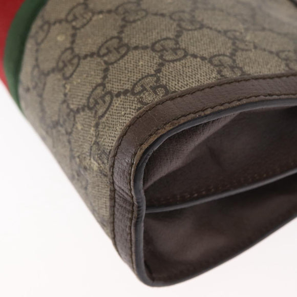 GUCCI GG Supreme Chain Web Sherry Line Bag PVC Beige Gold 503877 Auth bs31805