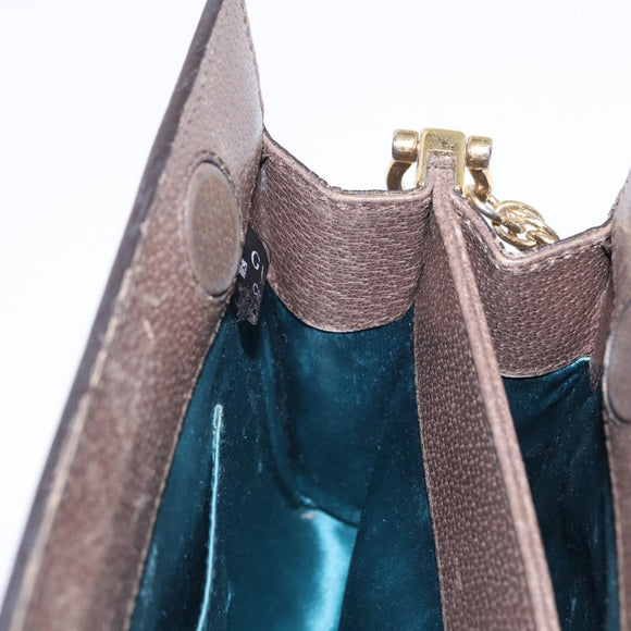 GUCCI GG Supreme Chain Web Sherry Line Bag PVC Beige Gold 503877 Auth bs31805