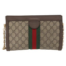 GUCCI GG Supreme Chain Web Sherry Line Bag PVC Beige Gold 503877 Auth bs31805-2